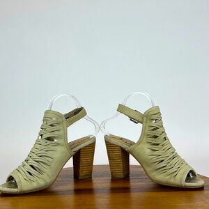 Womens Sam Edelman Holly Gray Leather Strappy Heeled Shoes Size 7.5